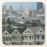 San Francisco Postcard Row City Scene Photography Square Paper Coaster