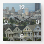 San Francisco Postcard Row City Scene Photography Square Wall Clock