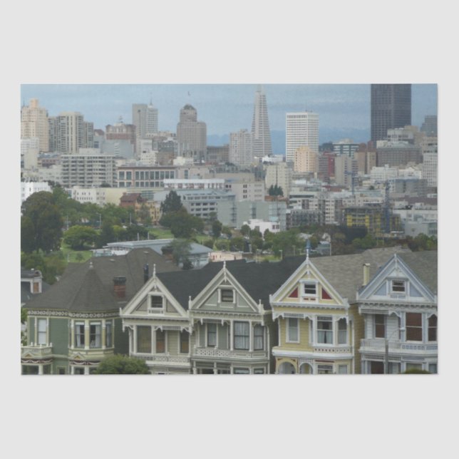 San Francisco Postcard Row City Scene Photography Tissue Paper (Front)