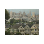 San Francisco Postcard Row City Scene Photography Wood Poster