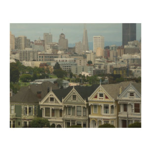 San Francisco Postcard Row City Scene Photography Wood Wall Art
