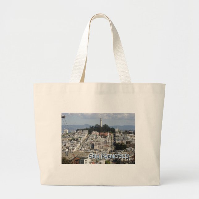 San Francisco Postcard Style Large Tote Bag (Front)