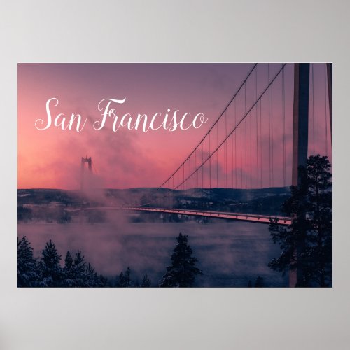 San Francisco Poster with Golden Gate Bridge