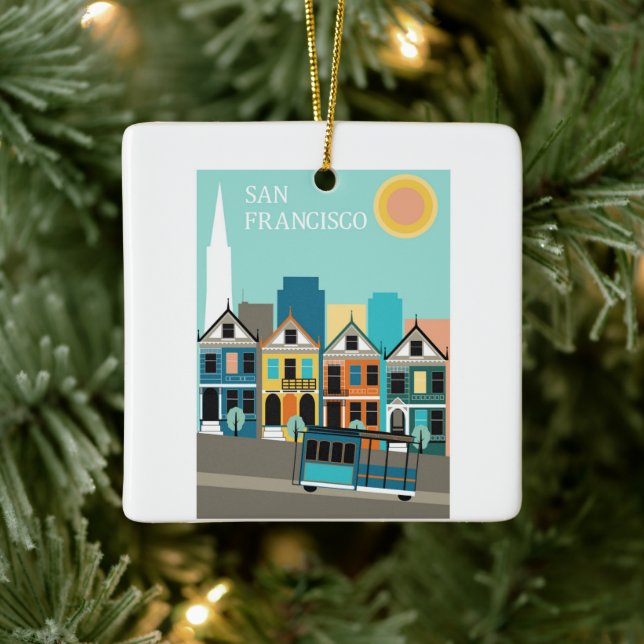 San Francisco Pretty Art Ceramic Ornament (Tree)
