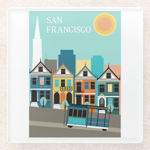 San Francisco Pretty Art Glass Coaster
