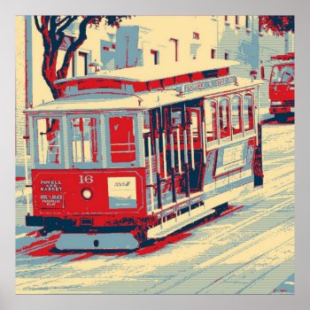 San Francisco  Red Blue Poster by MehrFarbeImLeben at Zazzle