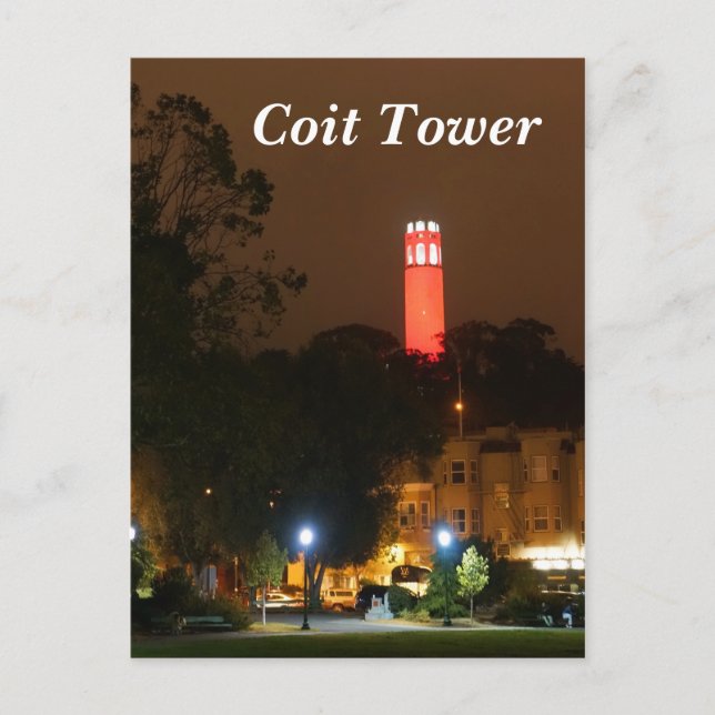 San Francisco Red Coit Tower Postcard (Front)