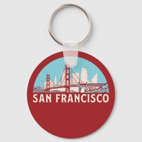 San Francisco Retro City Skyline Vintage Cityscape Keychain