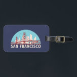 San Francisco Retro City Skyline Vintage Cityscape Luggage Tag<br><div class="desc">Vintage and retro city design with beautiful skyline, tourist attraction and cityscape art. Cool skyscraper and building silhouette illustration merchandise for tourist and traveler. Perfect as souvenir to bring back home when travelling. Save the memory of your travel and vacation with family and friends. Background color can be customized to...</div>