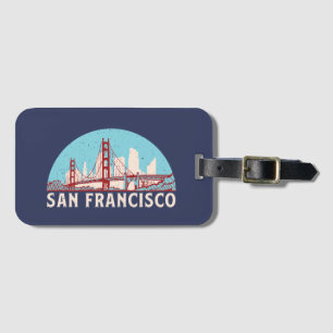 San Francisco Retro City Skyline Vintage Cityscape Luggage Tag