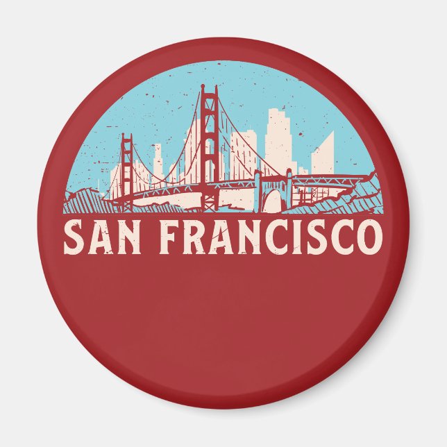 San Francisco Retro City Skyline Vintage Cityscape Magnet (Front)