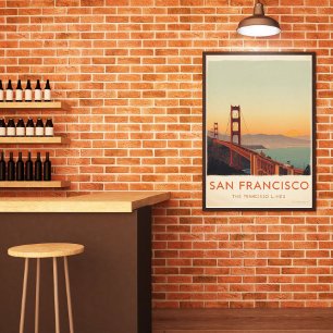 San Francisco Retro Golden Gate Bridge Poster
