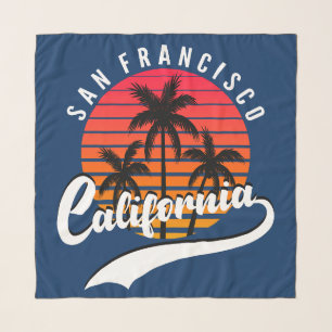 San Francisco Retro Sunset And Palm Trees Scarf