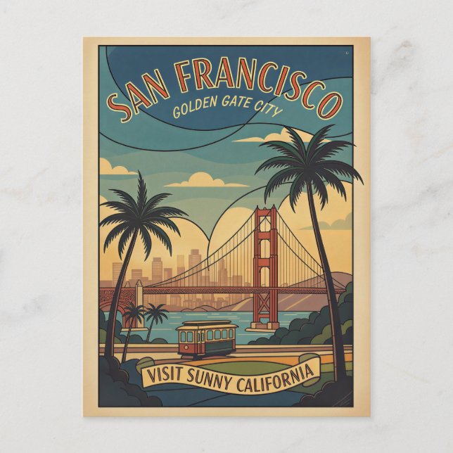 San Francisco Retro Travel 1950s Postcard (Front)