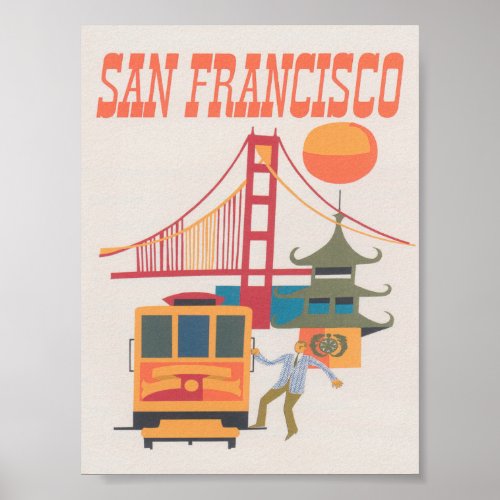 San Francisco Retro Vintage Travel Poster