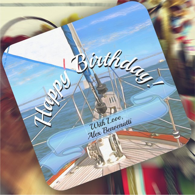 San Francisco Sailing Birthday 0869 Square Sticker (Creator Uploaded)