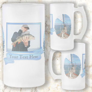 San Francisco Sailing & Fishing 0869 Frosted Glass Beer Mug
