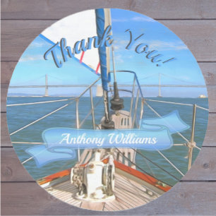 San Francisco Sailing Thank You 0869 Classic Round Sticker