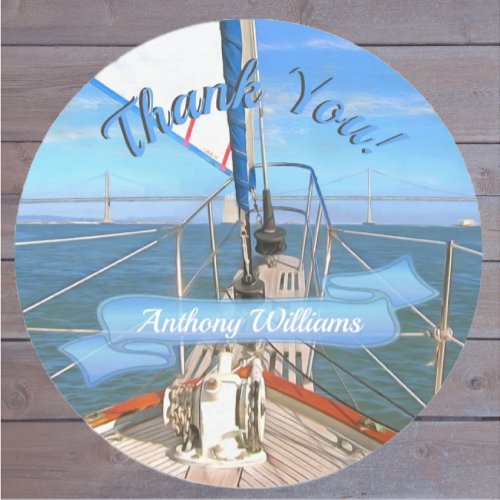 San Francisco Sailing Thank You 0869 Classic Round Sticker