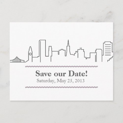 San Francisco Save the Date City Skyline Announcement Postcard