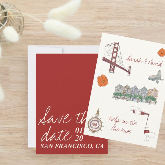San Francisco  save the date with drawings Invitation (Creator Uploaded)