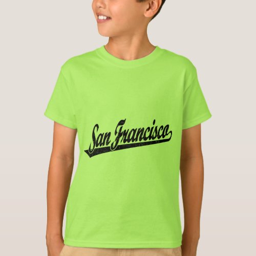 San Francisco script logo in black distressed T_Shirt