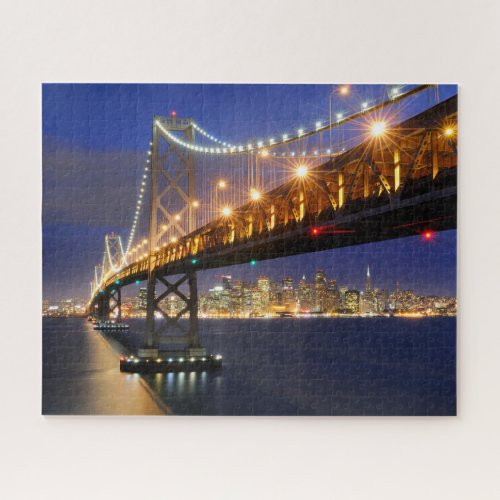 San Francisco Skyline and Bay Bridge at Night Jigsaw Puzzle