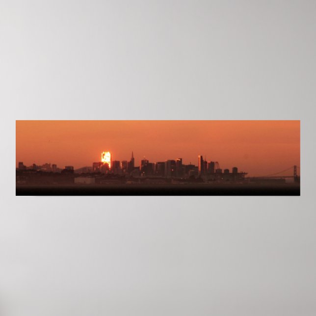 San Francisco Skyline / Bay Bridge Sunset Panorama Poster (Front)