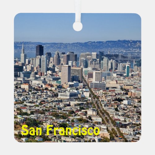 San Francisco Skyline  Cable Cars Metal Ornament
