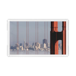 San Francisco Skyline from Golden Gate Bridge. Acrylic Tray