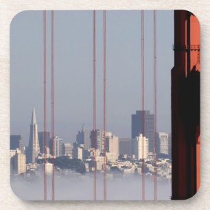 San Francisco Skyline from Golden Gate Bridge. Beverage Coaster