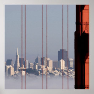 San Francisco Skyline from Golden Gate Bridge. Poster