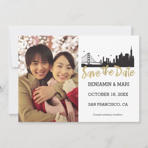 San Francisco Skyline Gold Script Save the Date