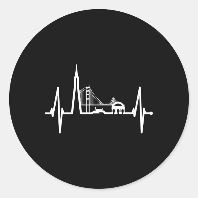 San Francisco Skyline Hebeat California Usa San Fr Classic Round Sticker (Front)