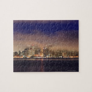 San Francisco skyline in fog at night. Jigsaw Puzzle