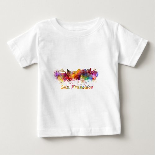 San Francisco skyline in watercolor background Baby T_Shirt