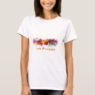 San Francisco skyline in watercolor background T-Shirt
