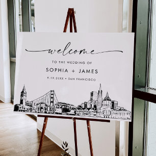 San Francisco Skyline Modern Wedding Welcome Foam Board