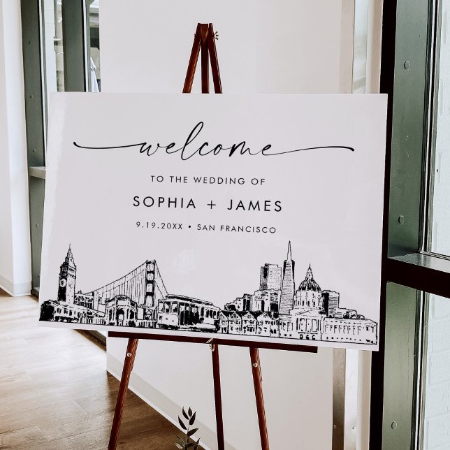 San Francisco Skyline Modern Wedding Welcome Foam Board (Creator Uploaded)