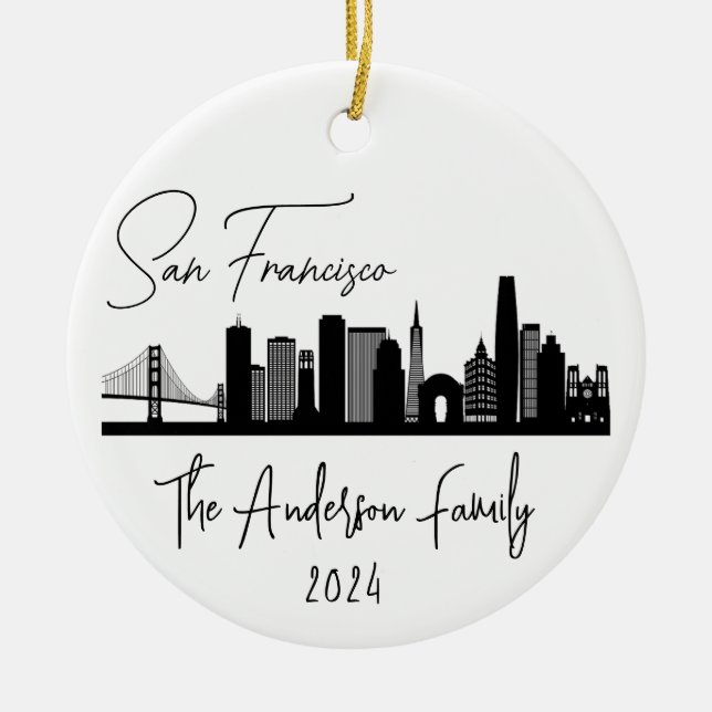 San Francisco Skyline Ornament, San Francisco Tree Ceramic Ornament (Front)