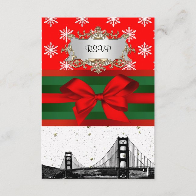 San Francisco Skyline Red Snowflake Christmas Advice Card (Front)