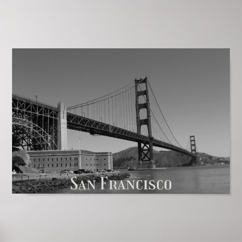 San Francisco Skyline  SF Gloden Gate Bridge Poster