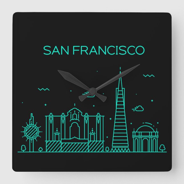 San Francisco skyline Square Wall Clock (Front)