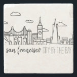 San Francisco Skyline Stone Coaster<br><div class="desc">San Francisco Skyline Drawing. This is an original drawing that has been scanned and cleaned up for reproduction.</div>