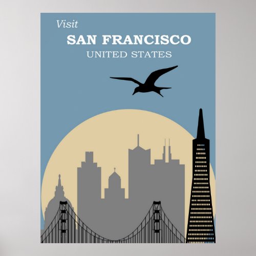 San Francisco skyline travel poster