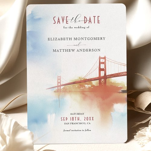 San Francisco Skyline Watercolor Save the Date  Invitation