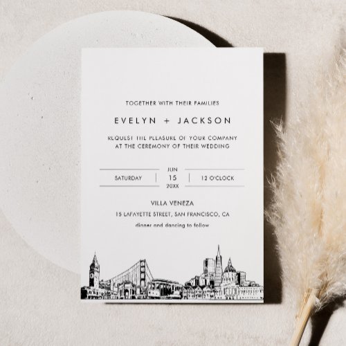 San Francisco Skyline Wedding Invite with Photo