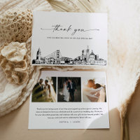 San Francisco Skyline Wedding Photo Thank You Card