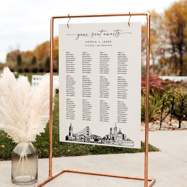 San Francisco Skyline Wedding Seating Chart 18x24 Foam Board (Creator Uploaded)