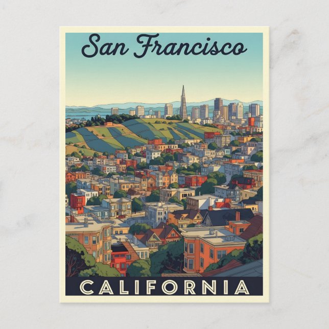 San Francisco skyline with rolling hills Postcard (Front)